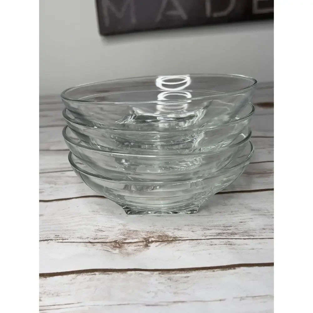 Hazel-Atlas Colony‎ Clear Square Base 60s Glass Bowl Set of 4